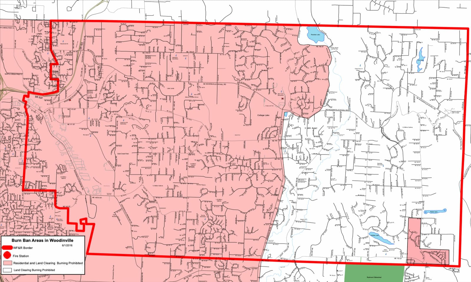 Open burning map Woodinville WA